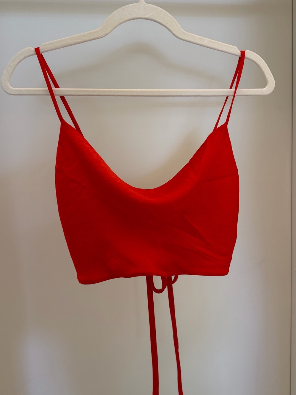 Red Cowl Neck Crop Camisole with Double Spaghetti Straps
